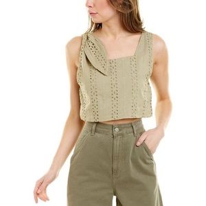 Brand new with tags 70/21 eyelet woven crop top. Color olive